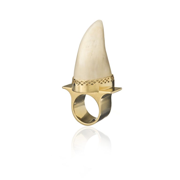 Large Whale tooth ring, icelandic jewellery